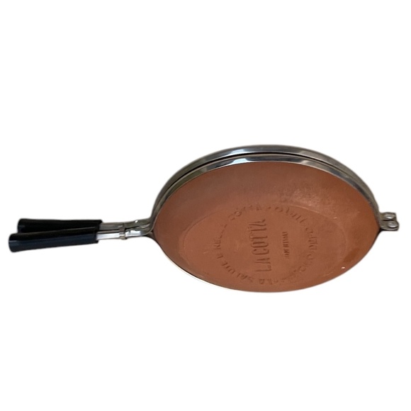 Vintage La Cotta Terra Cotta Earthenware Grill Pan Stove Top Press Made in Italy - Picture 3 of 4